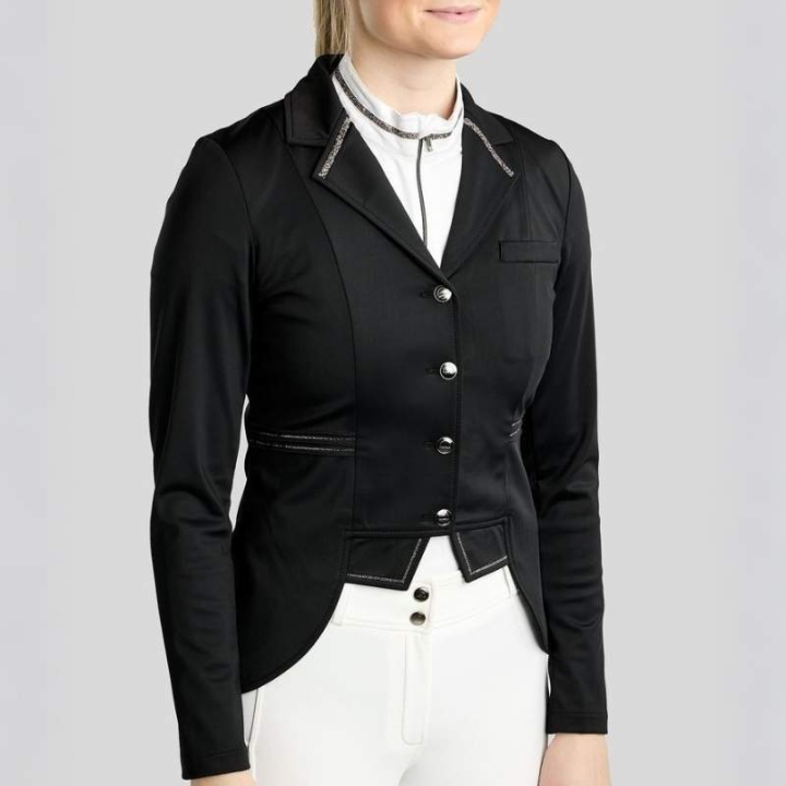 Frac court MoKylie Softshell Gun Metal Crystals Noir dans le groupe Vêtements d'équitation / Vestes et queues-de-pie chez Equinest (COAT2670434BA_r)