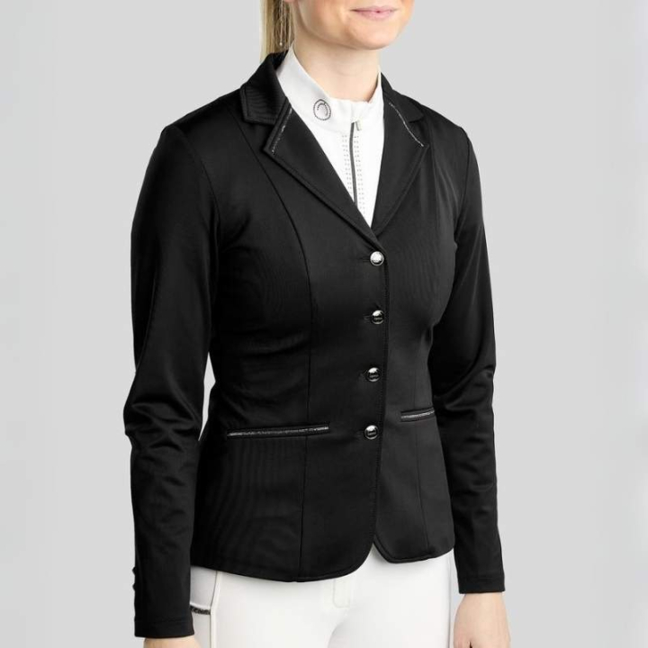 Veste de concours MoKira Softshell Gun Metal Crystals Noir dans le groupe Vêtements d'équitation / Vestes et queues-de-pie chez Equinest (COMB2670434BA_r)