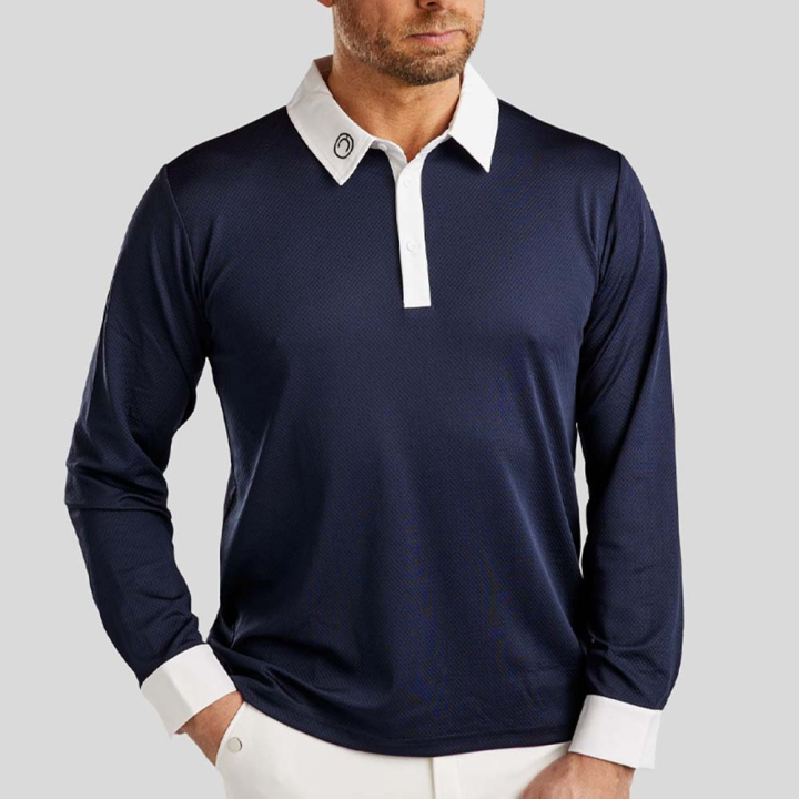 Chemise de concours homme MoWill Long Sleeve Bleu Marine dans le groupe Vêtements d'équitation / T-shirts & Hauts d'équitation / Chemises & polos de concours chez Equinest (CT34317LNA_r)