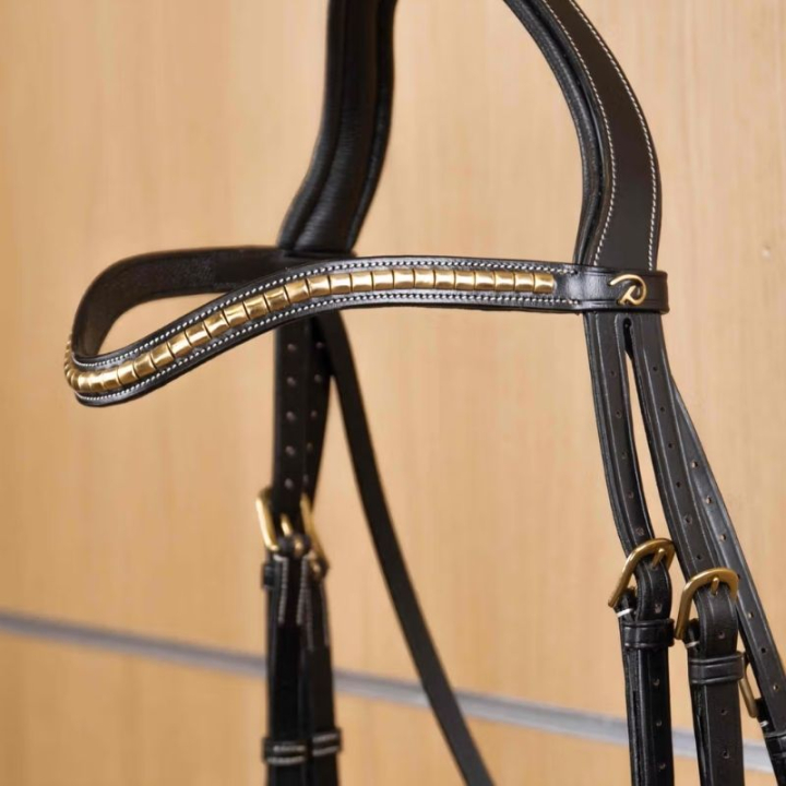 Frontaux V-form Brass Clincher Dyon Collection Noir dans le groupe Équipement cheval / Briderie & Frontaux / Frontaux chez Equinest (DY02ESv_r)