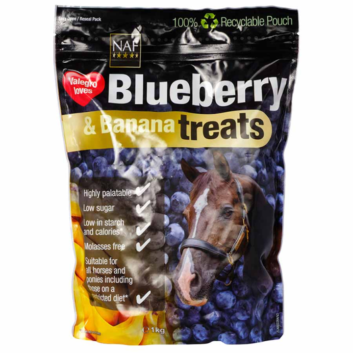 Friandises pour chevaux Blueberry & Banana Treats 1kg dans le groupe Produits de soins / Friandises pour chevaux chez Equinest (NAF0041)