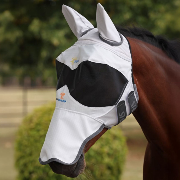 Masque anti-mouches Sun Shade with Ears & Nose Blanc dans le groupe Anti-mouches / Masques anti-mouches  chez Equinest (SH108740WH_r)