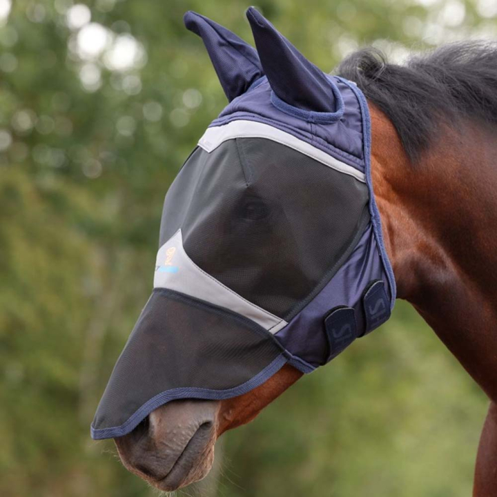 Masque anti-mouches Fine Mesh with Ears & Nose Bleu Marine dans le groupe Anti-mouches / Masques anti-mouches  chez Equinest (SH666517NA_r)