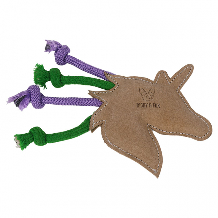 Jouet pour chien Licorne en corde Nature/Lilas/Vert dans le groupe Chien / Jouets pour chien / Jouets de traction & Jouets à mordiller chez Equinest (SH6917NAGNPU)
