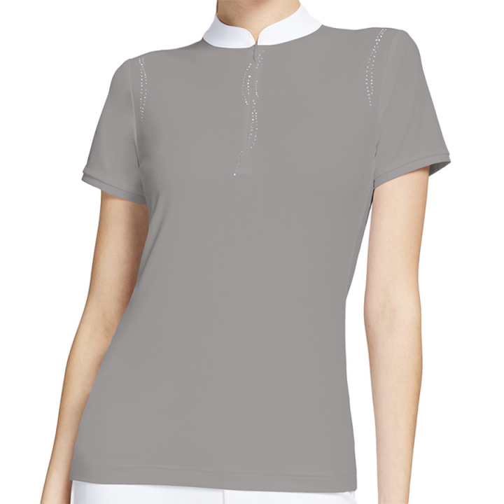 Chemise de compétition Leia Crystal SS Gris clair dans le groupe Vêtements d'équitation / T-shirts & Hauts d'équitation / Chemises & polos de concours chez Equinest (W-LEIAGR)