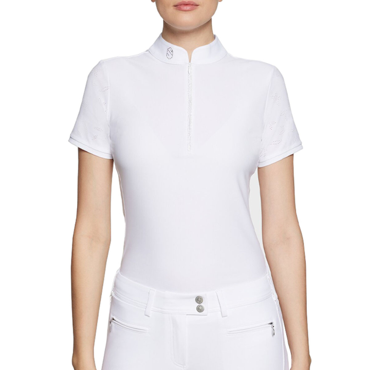 Haut de compétition Aloise Air Blanc dans le groupe Vêtements d'équitation / T-shirts & Hauts d'équitation / Chemises & polos de concours chez Equinest (WALOISEAIWH_r)