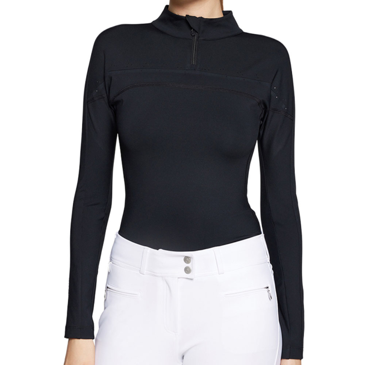 T-shirt fonctionnel Amber 1/2 Zip Noir dans le groupe Vêtements d'équitation / Pulls chez Equinest (WAMBRFW25BLKBA_r)