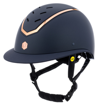 Casque d'équitation MIPS Kylo Matte Wide Peak Bleu marine/Or Rose