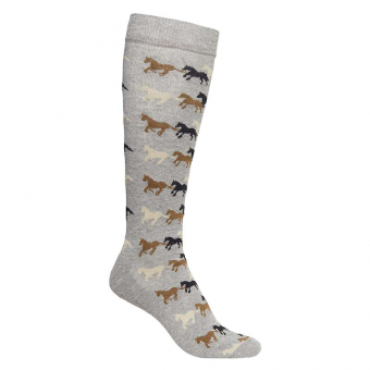Chaussettes d'équitation pour enfants Running Horse Gris clair
