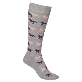 Chaussettes d'équitation pour enfants Running Horse Gris clair