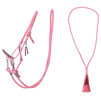 Halter en corde avec rênes Combi Liberty Rose Clair