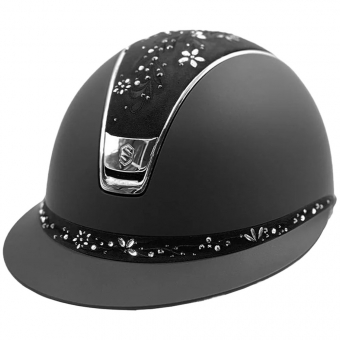 Casque d'équitation Miss Shield Shadowmatt Flower Sjewellery Chrome 2.0 Noir