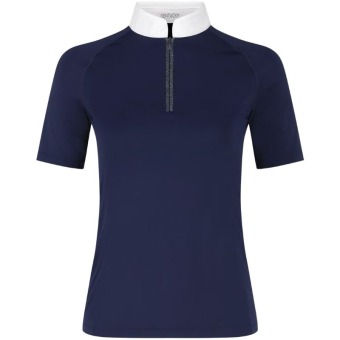 Haut de concours Classic Glitter Zipper Short Sleeve Bleu Marine