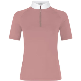 Haut de concours Classic Glitter Zipper Short Sleeve Vieux Rose