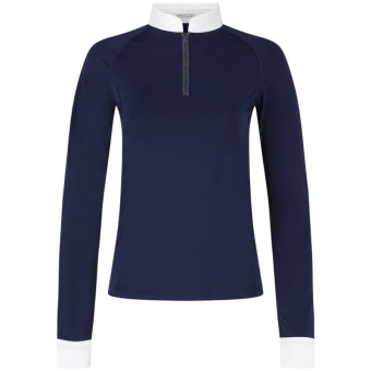 Haut de concours Classic Glitter Zipper Long Sleeve Bleu Marine