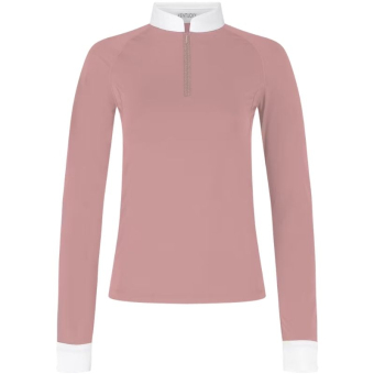 Haut de concours Classic Glitter Zipper Long Sleeve Vieux Rose