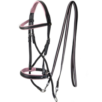 Bridon sans mors Dietsji Cross-Under Noir/Rose