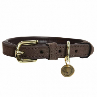 Collier pour chien en Cuir Velours Marron 