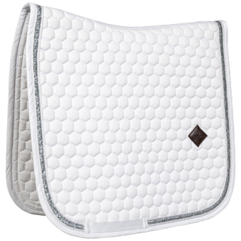 Tapis de selle dressage Glitter Band Blanc/Argent
