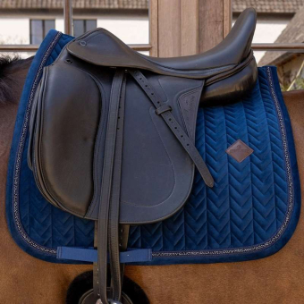 Tapis de selle dressage Velvet Mini Pearls Bleu Marine