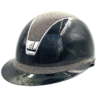 Casque d'équitation Miss Shield 2.0 Glossy Chrome Crystal Fabric Metal Eclipse Noir