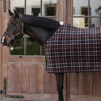 Couverture polaire Heavy Check Printing Marron/Beige