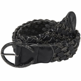 Ceinture Braided Stone Noir