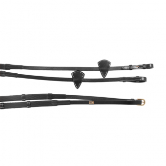 Rênes en caoutchouc Logo E avec stops Noir/laiton