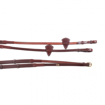 Rênes en caoutchouc Logo E avec stops Marron/laiton