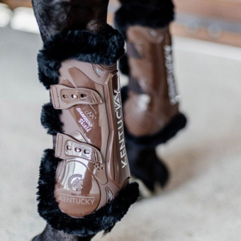 Guêtres ouvertes Vegan Sheepskin Bamboo Elastic Marron/Noir