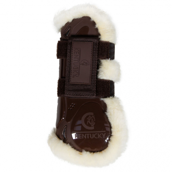 Guêtres ouvertes Vegan Sheepskin Velcro Marron