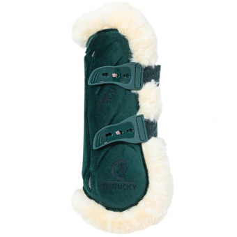 Guêtres ouvertes Vegan Sheepskin Bamboo Elastic Velvet Vert Foncé