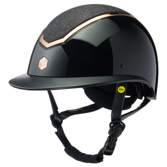 Casque d'équitation MIPS Kylo Gloss Paillettes Visière Noir/Rose doré