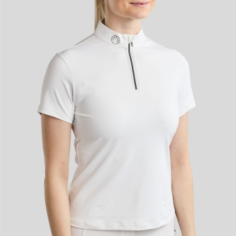 Haut de concours MoMaddy Short Sleeve Gun Metal Crystals Blanc