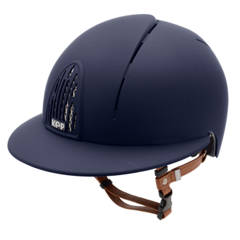 Casque d'équitation Cromo Smart Polo Matt Beige Chinstrap Bleu Marine