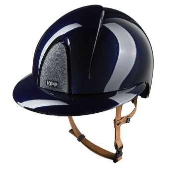 Casque d'équitation Smart Nova Metal Polish Polo Star Beige Strap Bleu marine/Argent