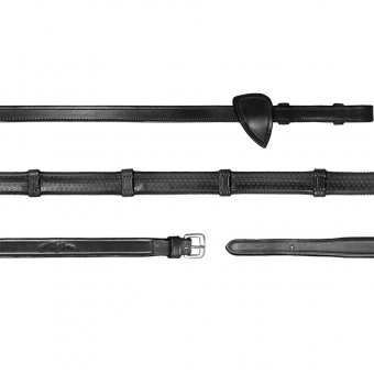 Rênes en caoutchouc avec stops 13mm NE Noir