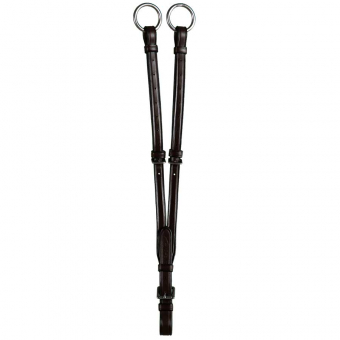 Martingale courte  Logo en E avec anneaux ouvrables Noir/Laiton Poney