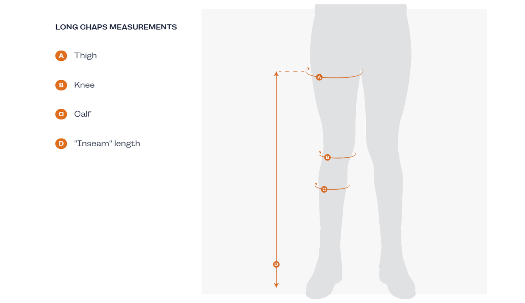 Guide des tailles - Chaps Dyon Langa