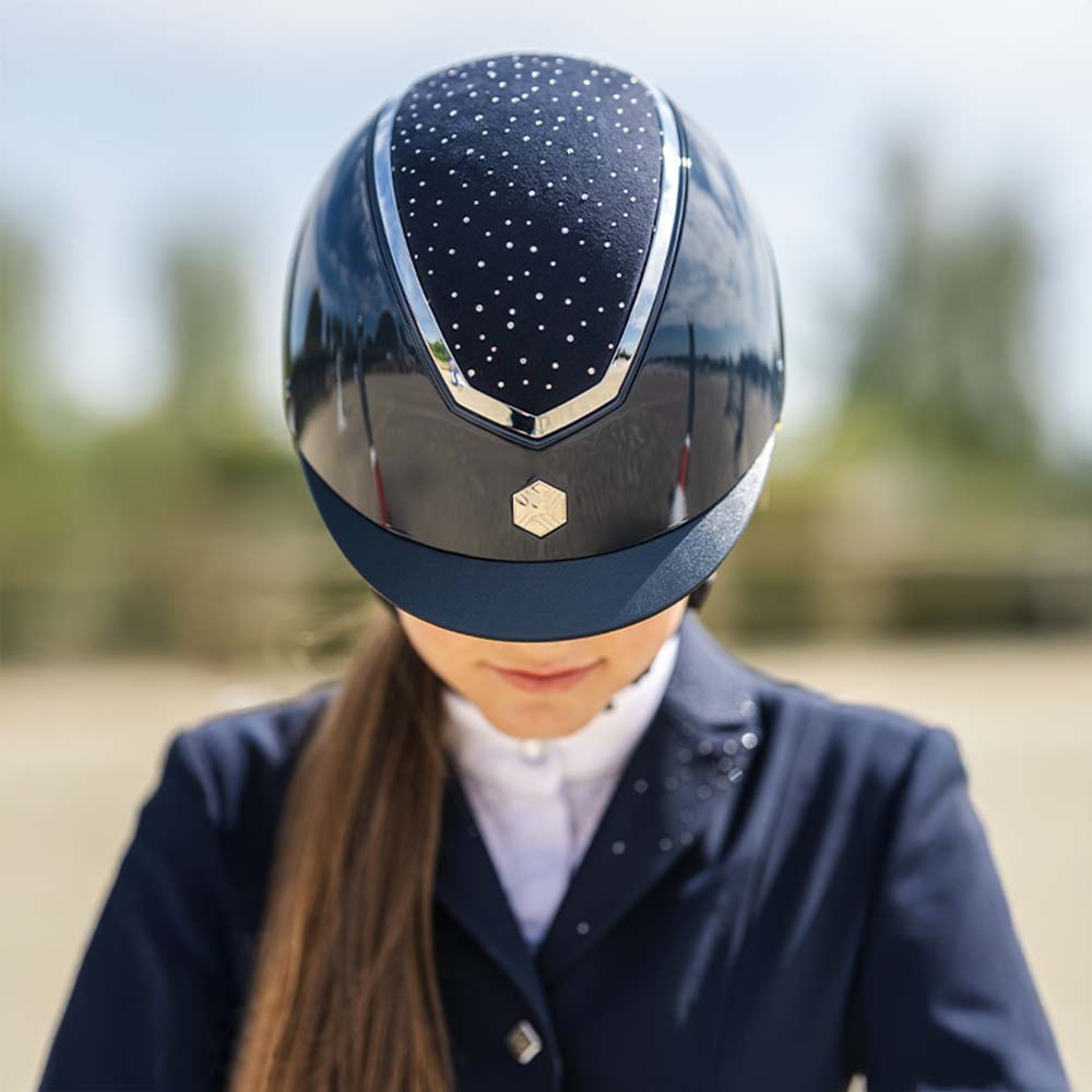 Casque d'équitation Kylo Gloss Crystal Bleu marine/Argent