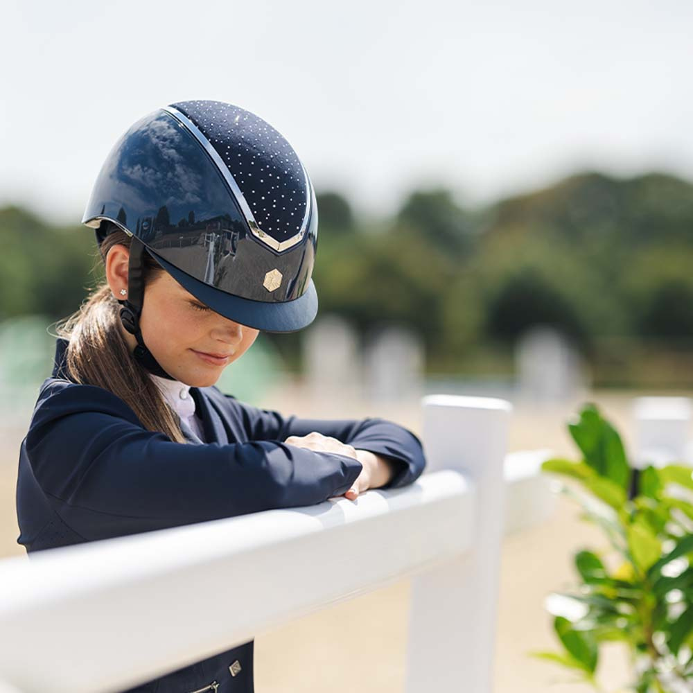 Casque d'équitation Kylo Gloss Crystal Bleu marine/Argent