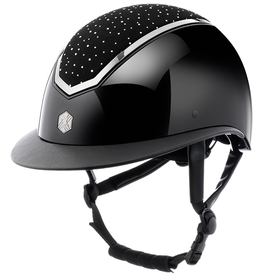 Casque d'équitation Kylo Gloss Wide Peak Crystal Noir/Chrome