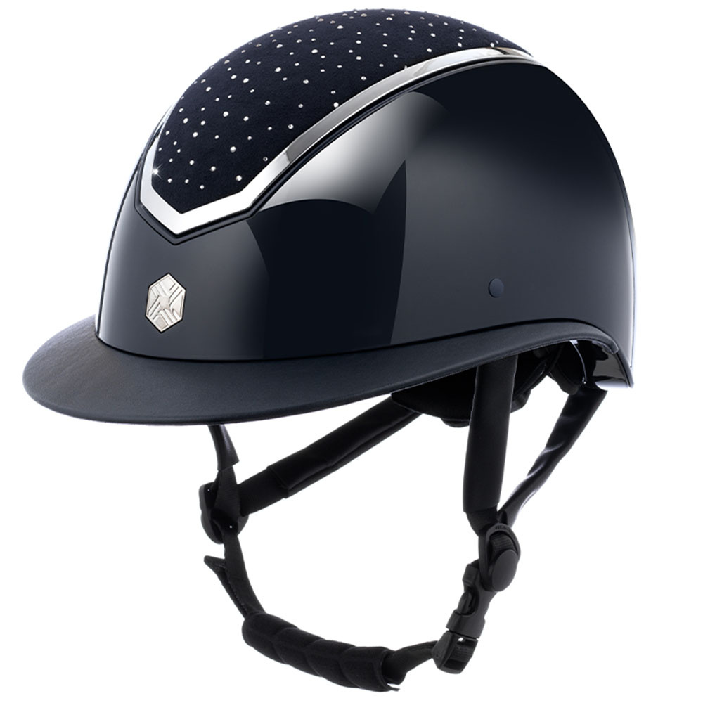 Casque d'équitation Kylo Gloss Wide Peak Crystal Bleu marine/Argent