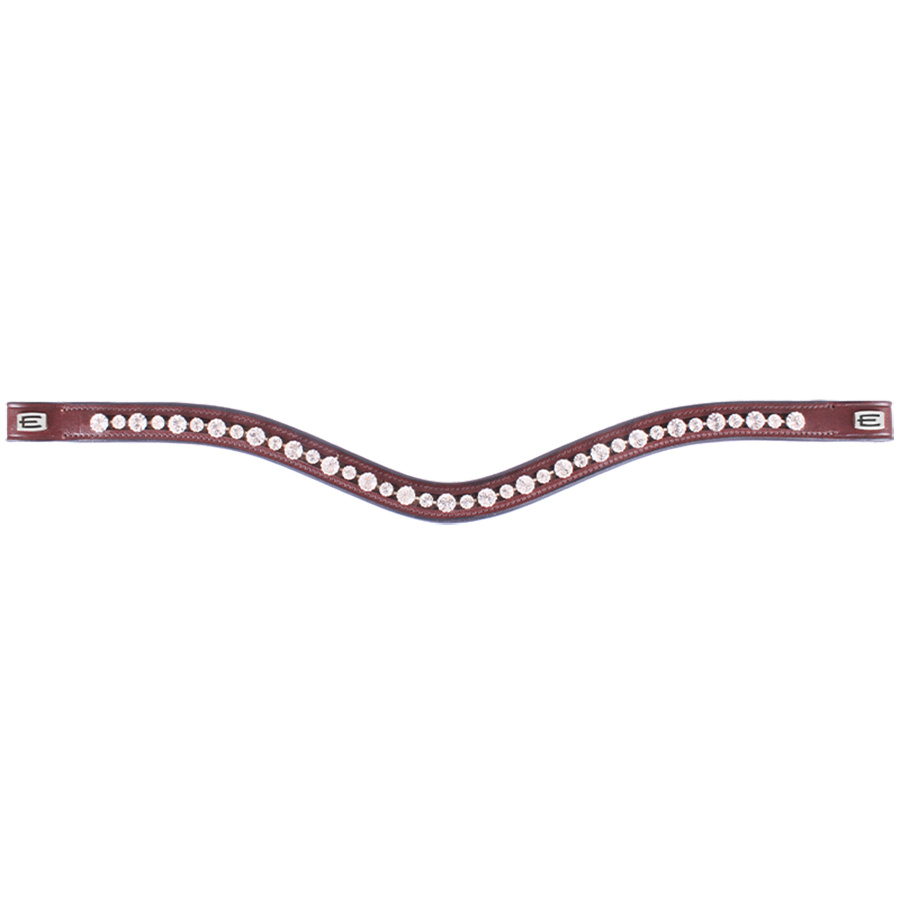 Frontal E-Logo & Cristaux Blancs Marron/Argent