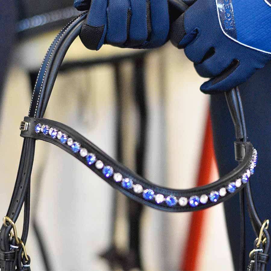 Frontal E-Logo & Cristaux Bleus/Blancs Marron/Argent