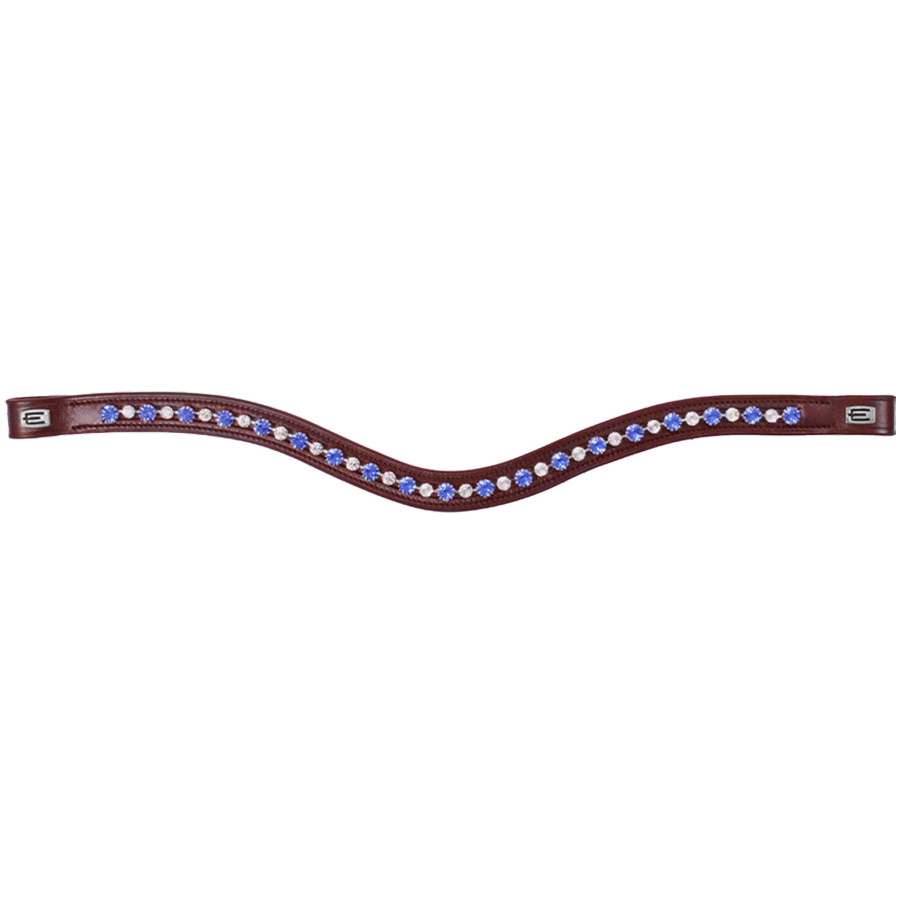 Frontal E-Logo & Cristaux Bleus/Blancs Marron/Argent