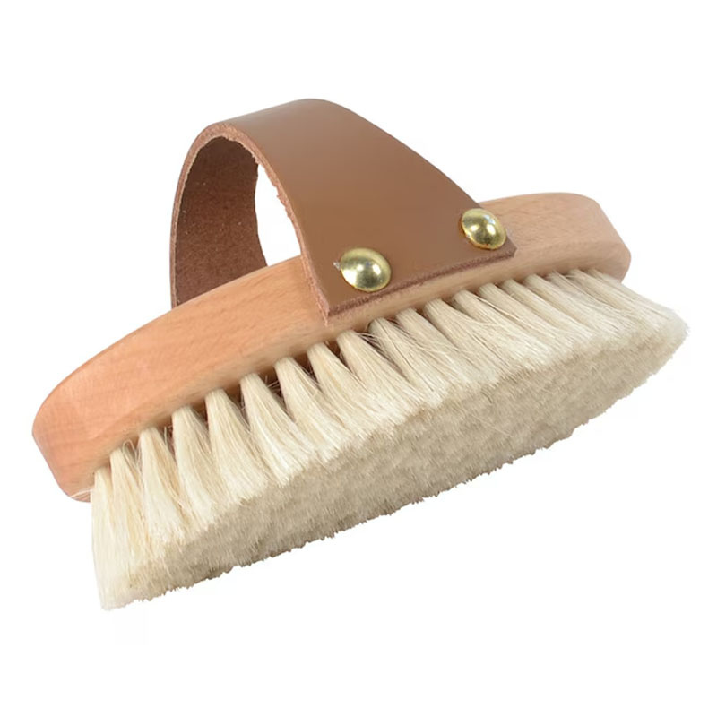 Brosse en poils de chèvre avec sangle en cuir Marron