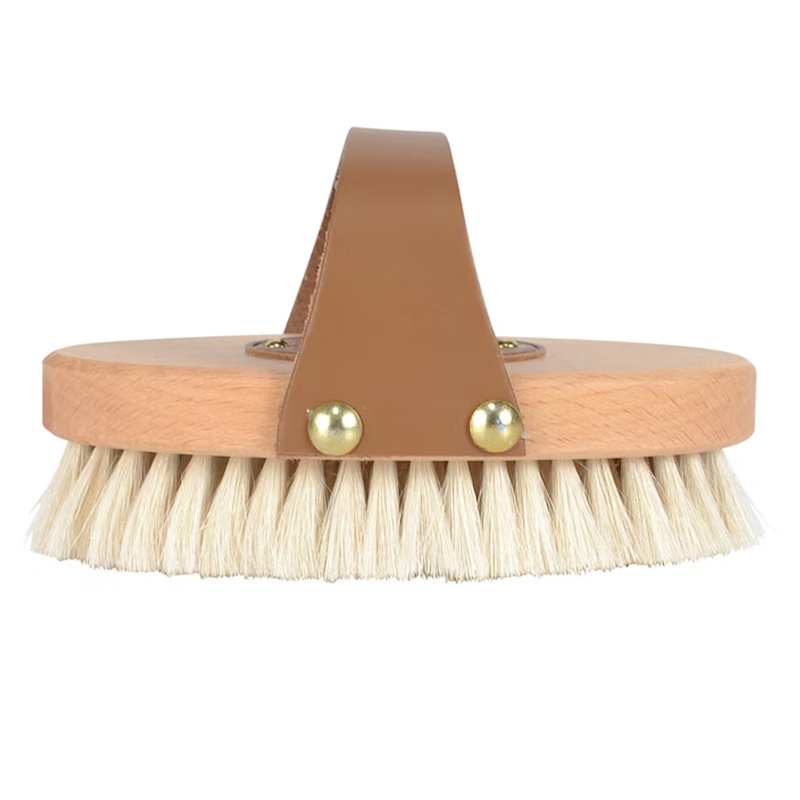 Brosse en poils de chèvre avec sangle en cuir Marron