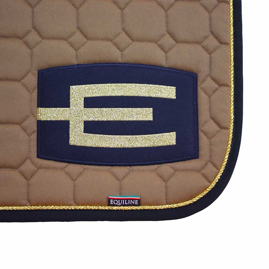 Tapis de selle E-logo Cappuccino Marine/Or
