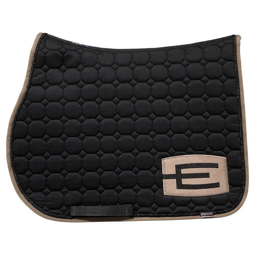 Tapis de selle E-logo Noir Bleu/Noir Poney
